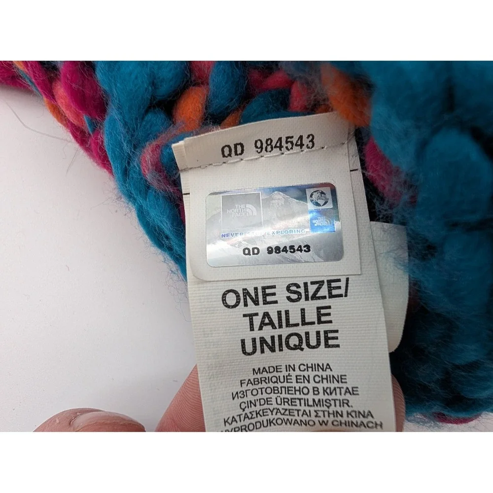 The North Face Chunky Knit Pom Beanie Hat Pink Blue Orange QD 984543 OS